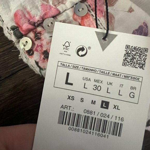 Zara Floral Crop Top V Neck Crosses In Back - Picture 6 of 6